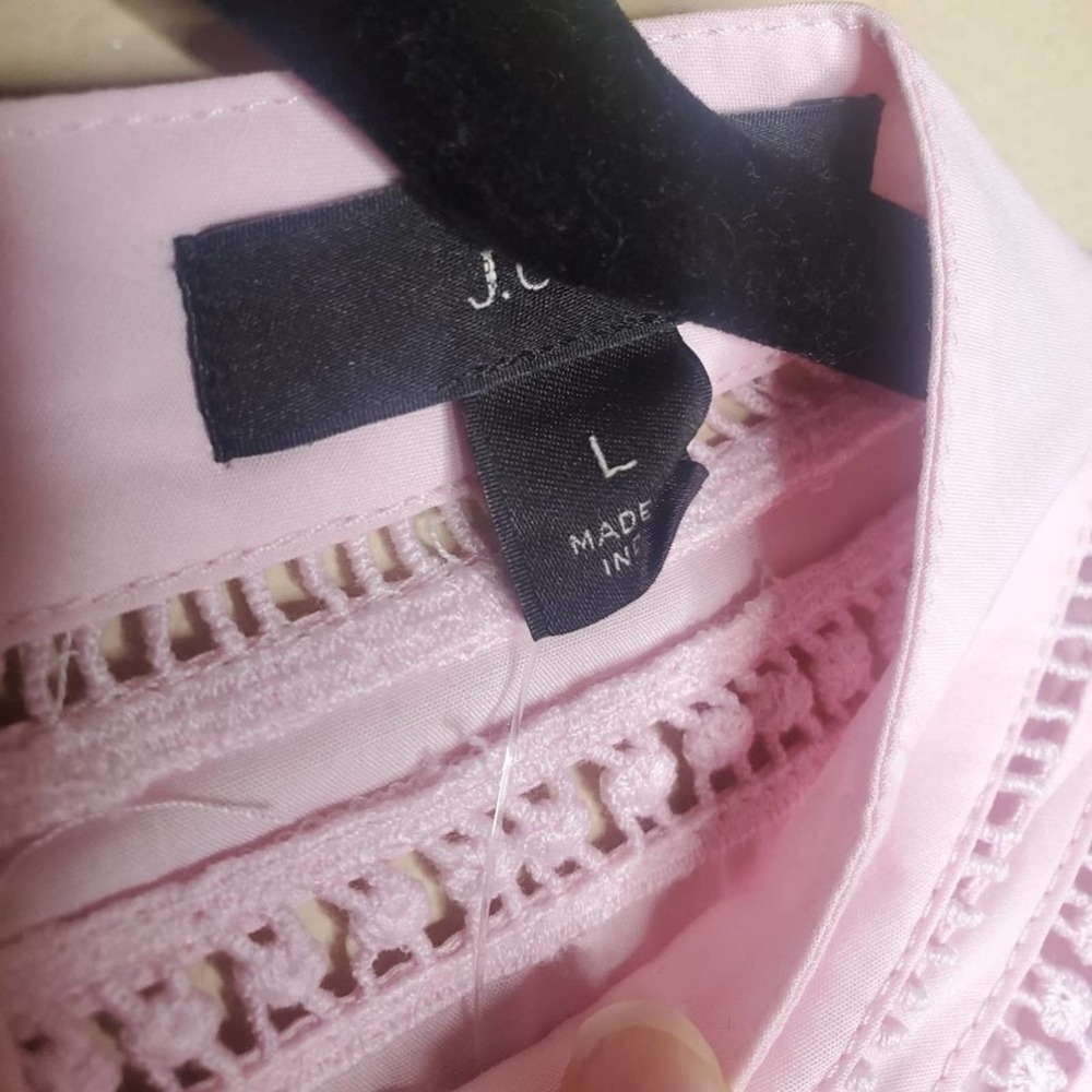 NEW J.Crew Crocheted Lace Ruffle Top Pink Large - Picture 7 of 11